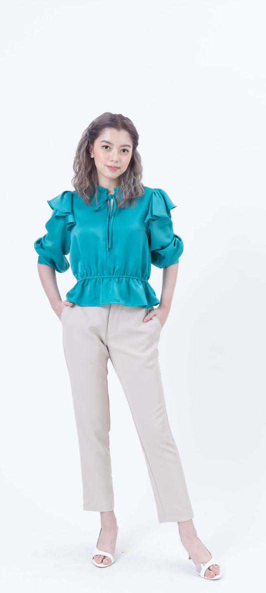 Ruffled Blouse with Elasticated Waist