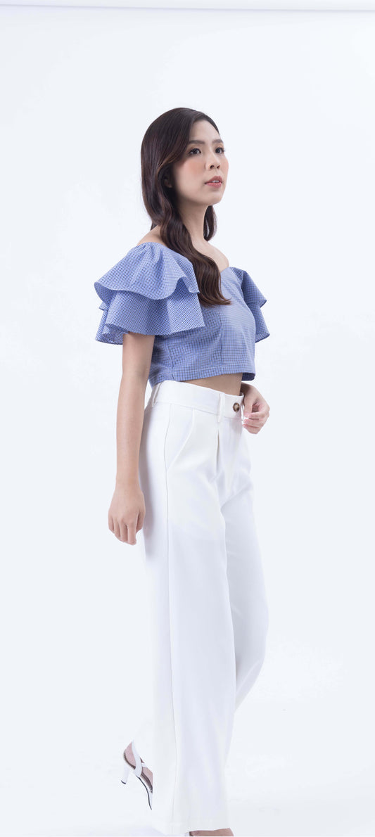 Ruffle Sleeves Off-Shoulder Crop Top