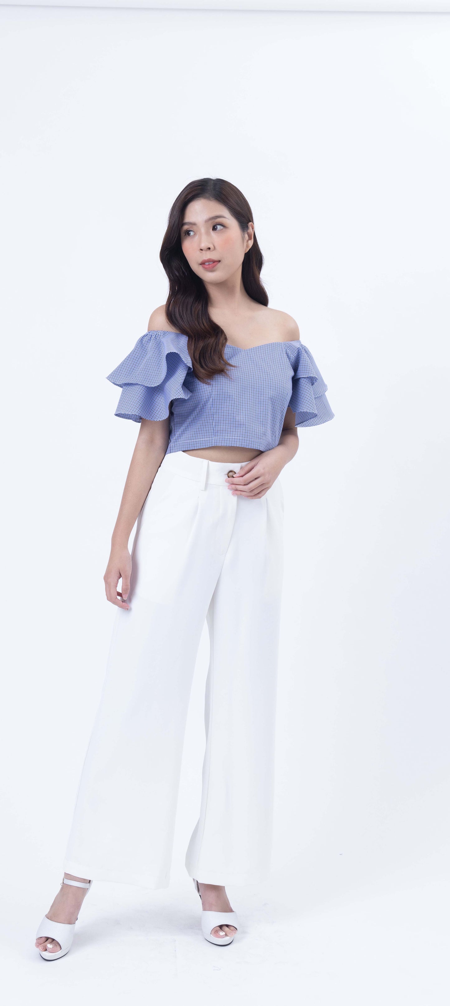 Ruffle Sleeves Off-Shoulder Crop Top