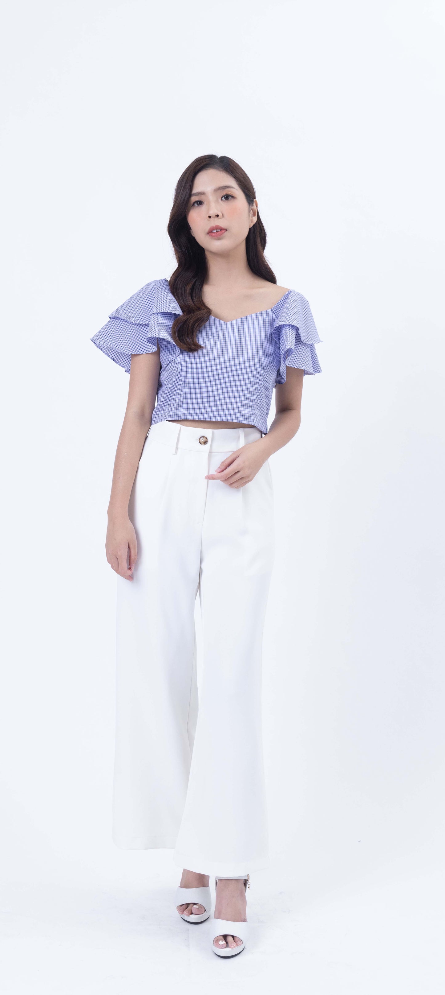 Ruffle Sleeves Off-Shoulder Crop Top