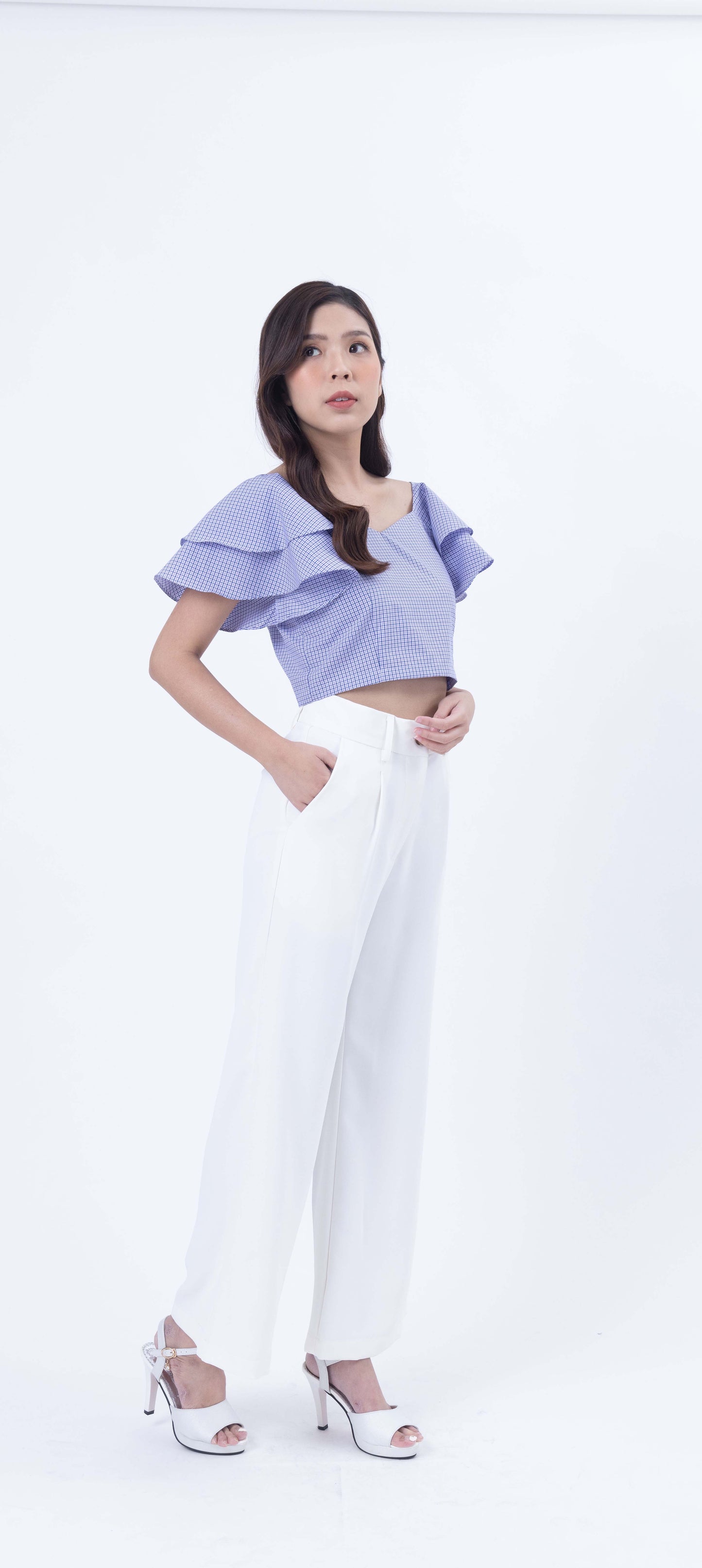 Ruffle Sleeves Off-Shoulder Crop Top