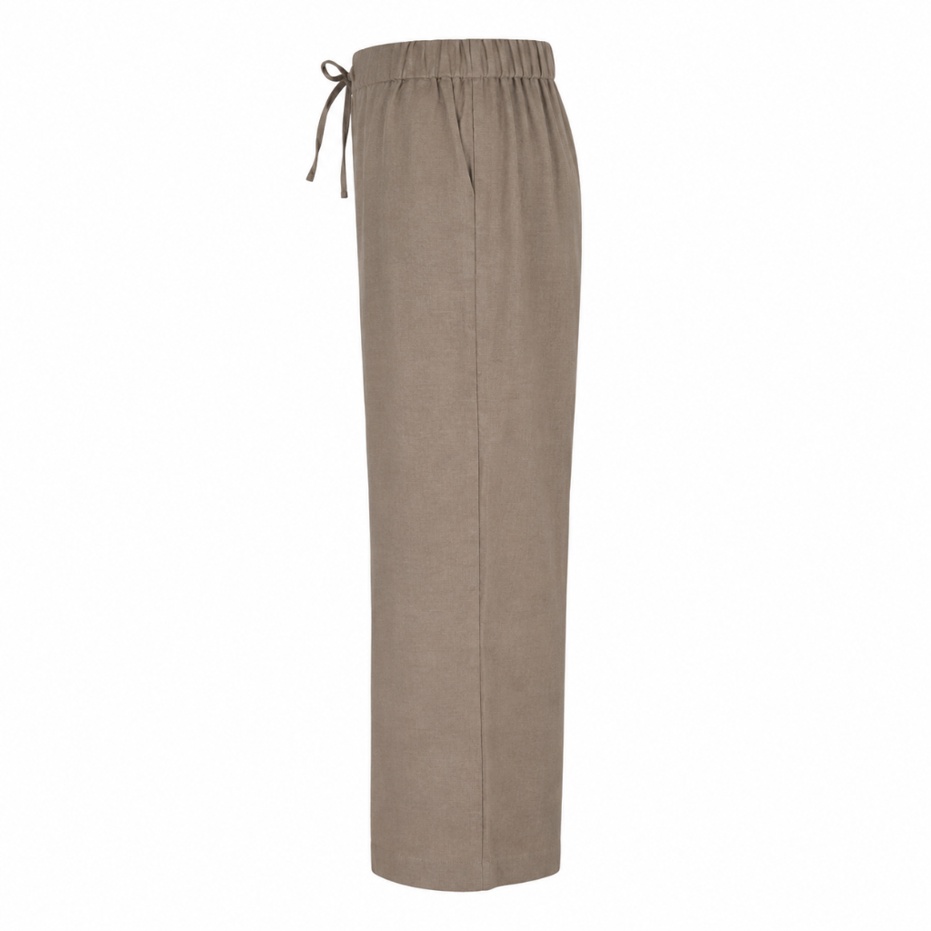 [Ma'e] Drawstring Wide Leg Linen Pants