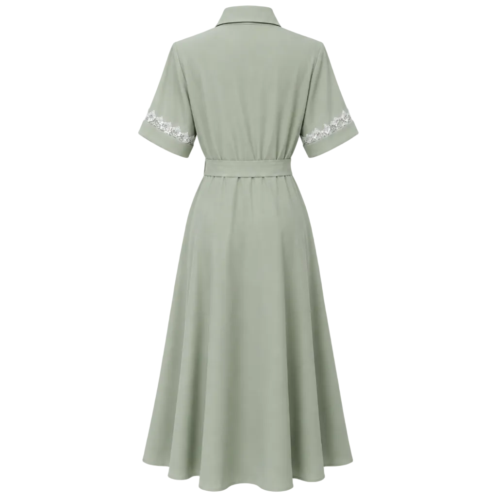 Lace Sleeve Front Button Dress