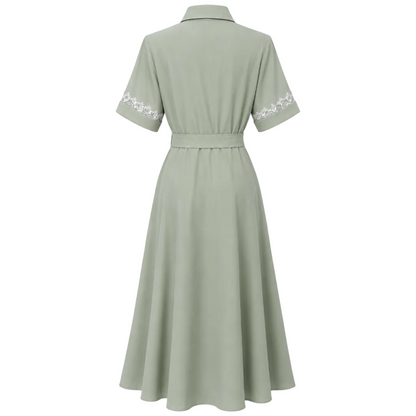 Lace Sleeve Front Button Dress