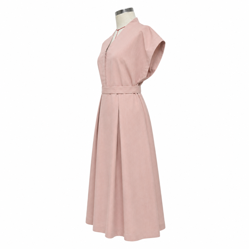 Vneck Button Dress