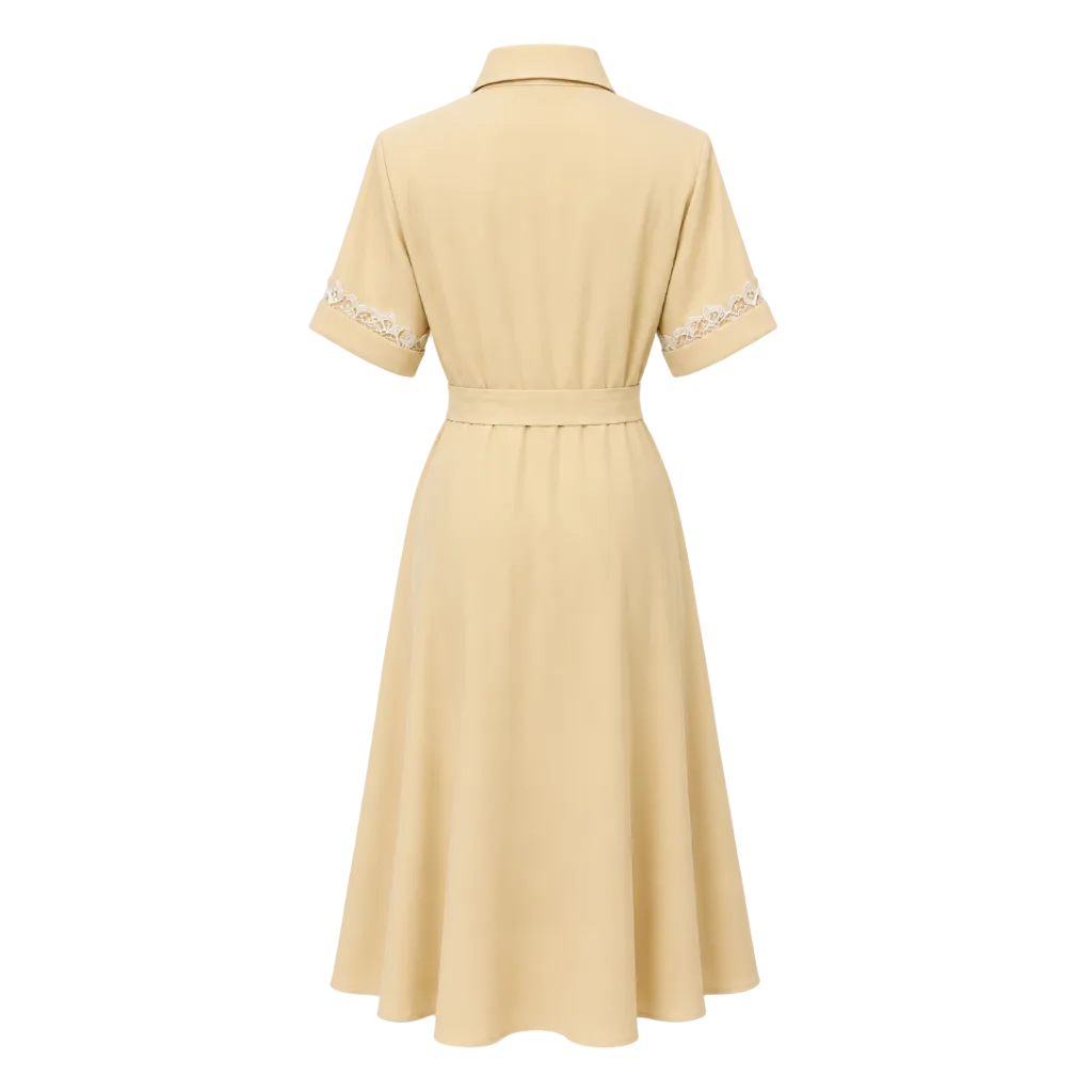Lace Sleeve Front Button Dress