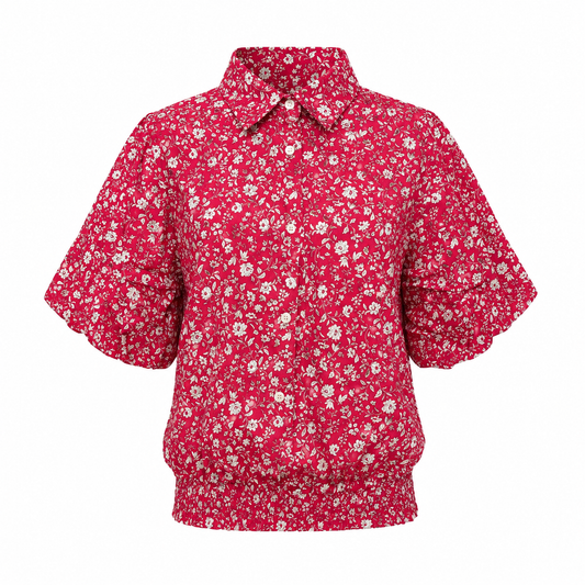 Puffed Sleeve Meadow Top with Elastic
