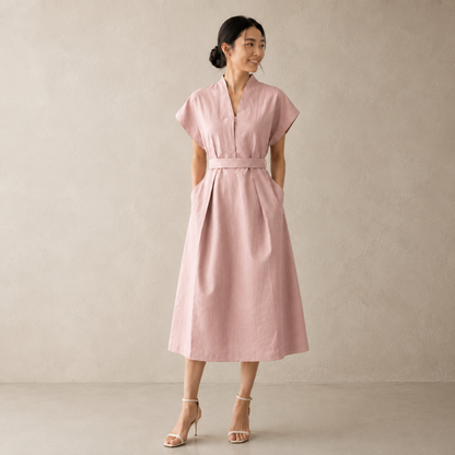 Vneck Button Dress