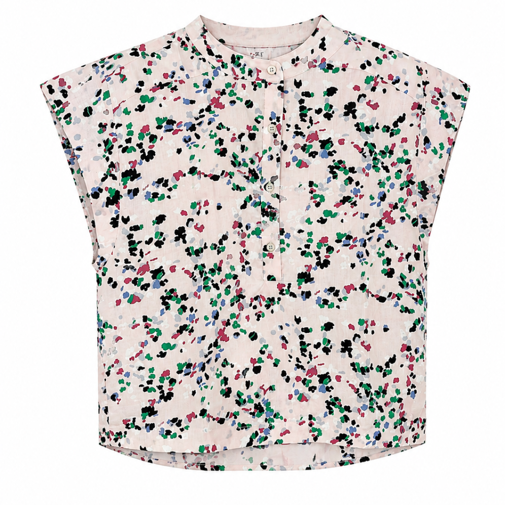 Geo Cotton Blouse (Pink Print)