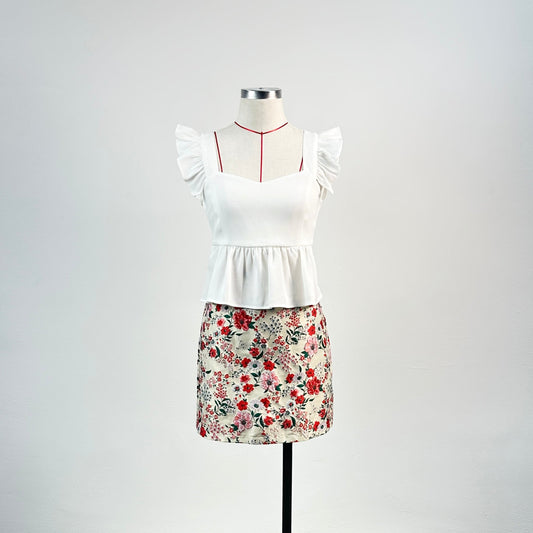 Prosperity Blossom Floral Red Skirt