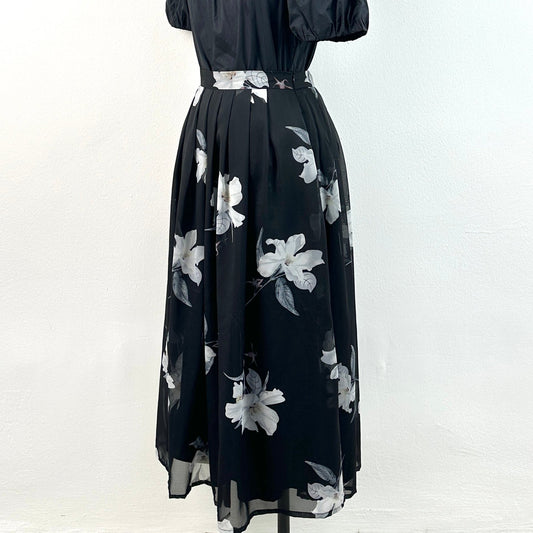 Black Floral Flow Skirt