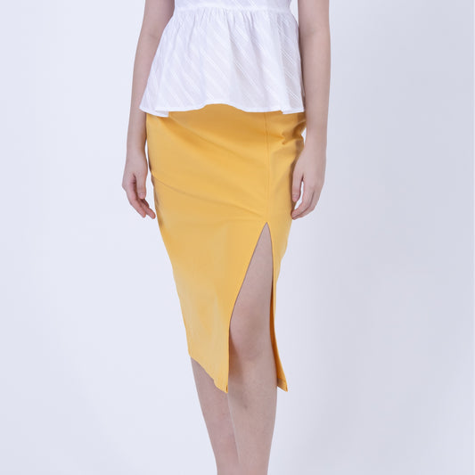 Straight Pencil Skirt With Front Slit