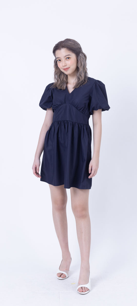 Puffy Sleeve V Neck Short Dress